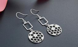 Geometrica Forme A Nido D'ape Cerchio 925 Argento Sterling