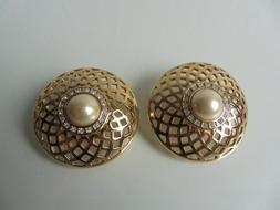 / Clips _ Dorato Con Perle E Pietre Brillanti_pierre Lang __