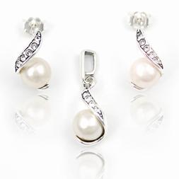 Bella Set Gioielli con Perle e Swarovski Elements Argento 92