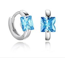 Argento 925 Zircone Cubico Azzurro&nbsp; Donna Compleanno