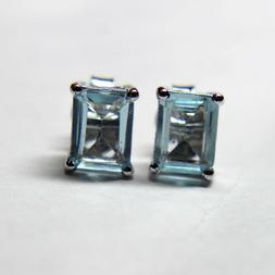 Bello Naturale Acquamarina Ottagono Gemma 925 Argento Sterli