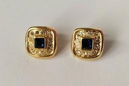 In Argento Dorato Con Pietra Color Zaffiro E Piccoli Zirconi