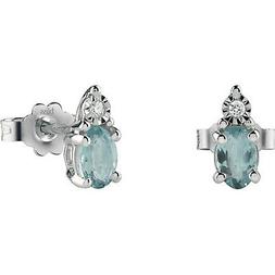 Con Acqua Marina E Diamanti , In Oro Bianco 18kt , Nuovi