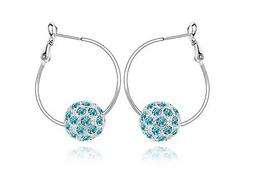 Blu Acqua Elegante Donna Cerchi con Pallina Ciondolo Donna O