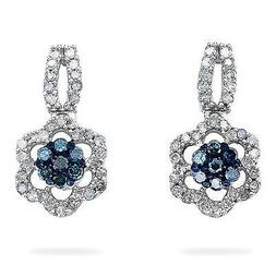 10k Oro Bianco Fiore Grappolo Ciondolo .31ct