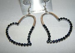 P Argento Grandi Cuori Strass Blu