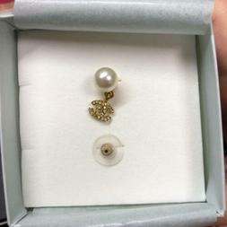 CHANEL Cc Logo Perle Pietra Bottone Piercing Orecchino 1 Pez