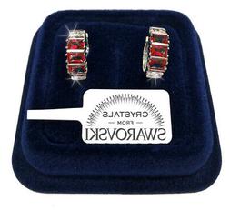 Donna Pl. Oro Bianco 18k Con Cristalli Swarovski Rosso