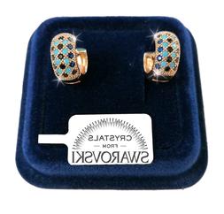 Donna Pl. Oro Giallo 18k Con Cristalli Swarovski Blu Azzur