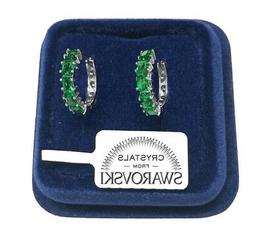 Uomo Donna Pl.oro Bianco 18k Con Cristalli Swarovski Verde