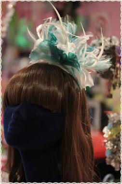 Cerchietto cerimonia bianco azzurro con piume vere *circle w