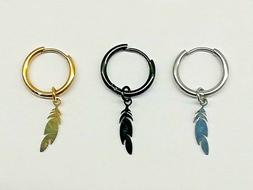 Cerchietto con Piuma - Orecchino con Pendente - Acciaio - Ne