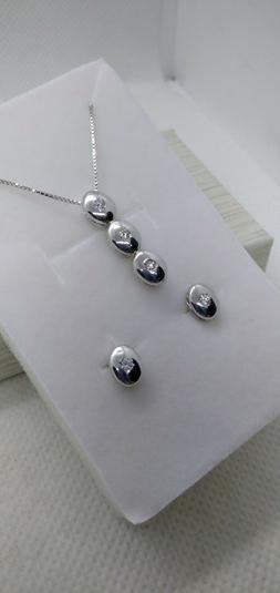 Argento Parure Trilogy Cipollina Zirconi Mm 1 Ovali Rodiati