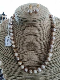 Rosa Perle Vere Naturali Mm 10/11 Cm 48 Argento 925 Tono Oro