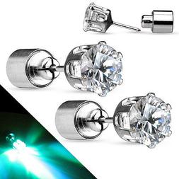 Uomo Acciaio Pietra Rotondo Bianca Multicolore Led