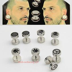 8mm Da Uomo Donna Finto Dilatatore Acciaio K139 Vari
