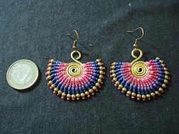coppia orecchini birmania macrame ottone artigianato etnico