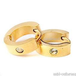 Cerchio Uomo Donna Unisex In Acciaio Dorato Zircone K99