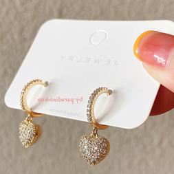 Donna Cerchie Cerchio Cuore Strass Argento Dorato R116