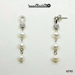 In Argento 925 E Perle Di Fiume ,con Zirconi Microsetting