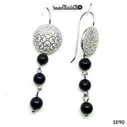 In Argento 925 Scudo Zirconato E Pietra Onice Nera