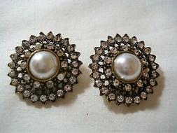 Toppa Clips Senza Buco Perla Strass Metallo Dorato Bigiotter