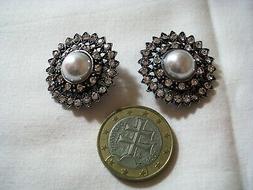 Toppa Clips Senza Buco Perla Strass Metallo Argento Bigiotte