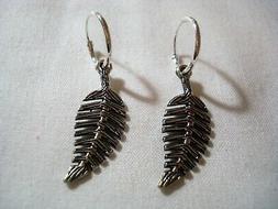 Vero Argento 925 Cerchietto Liscio Foglia Larga Uomo Donna