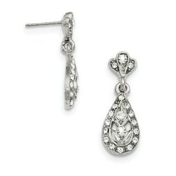 Cristal Larme Pendantes Post Boucles D'Oreilles Argent Ton P
