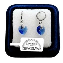 Pl.oro Bianco 18k Con Cristalli Swarovski Blu Scuro