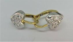 Donna Oro Giallo Bianco 18k 750 Zirconi Boucles Oreilles Or 
