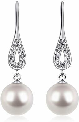 In Argento Sterling 925 Con Diamante Cz 8mm Perla...