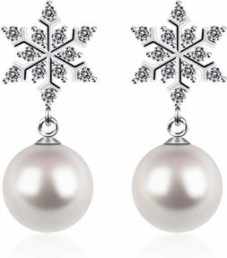 In Argento 925 Donna Perla A Forma Di Fiocco Neve,...