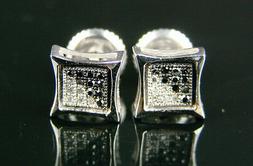 Da Uomo/ Donna 7Mm Nero/Bianco a Pav&eacute; Vero Diamante Orecchi