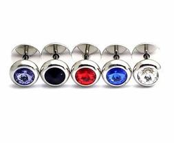 Diamante orecchino piercing a barra e bottone stile acciaio 