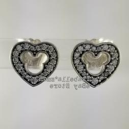 Disney Mickey Silhouette Autentico PANDORA Cuore Orecchino 2