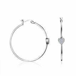 Argento Sterling Grande Cerchio Cuore Amore Forma Goccia
