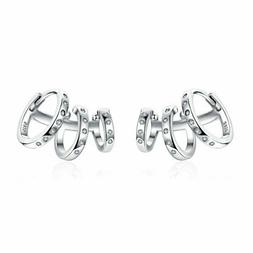 Ear Cuff Clip Punk Tirple A Cerchio 925 Argento Sterling