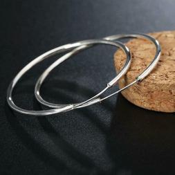 Grande A Cerchio 50 O 60 Mm 925 Argento Sterling Placcato