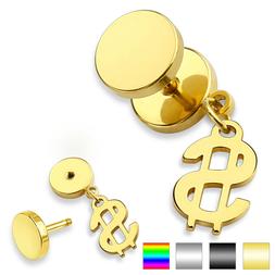 donna uomo orecchini falso plug in acciaio