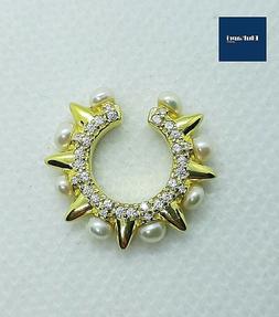 Ear Cuff  Mono Orecchino in argento 925 dorato con perline