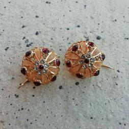 A Forma Di Fiore Dorati 14 Kt Swarovski Stile Liberty 1920s