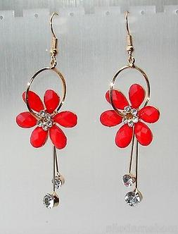 Lunghi Fiori Di Cristallo Gold Cerimonia Colore Rosso