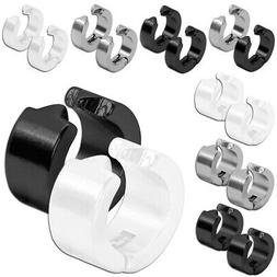 Clip On Argento Nero Unisex Hoops Piercing Acciaio