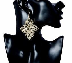 Pendenti Etnico Argento Oro Donna Fogli Grande Statement Neu