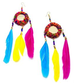 Piuma Gioielli Gancio Goccia Lungo Pendente Cerchio Boho Etn