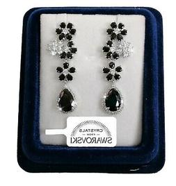 Donna Pl. Oro Bianco 18k Con Cristalli Swarovski Nero