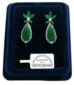 Donna Pl Oro Bianco 18k Con Cristalli Swarovski Verde