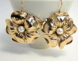 Pendenti Dorati Orecchini Fiore Perle Orecchini Estrosi