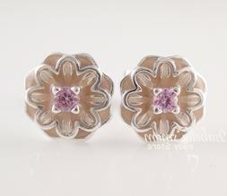 Fioritura Dalia Autentico Pandora Smalto Rosa Fiori Orecchin